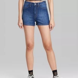 Blue high rise stretch pin up style short